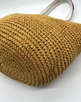 Michael Kors White Leather Woven Straw Large Naomi Tote Bag