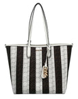Michael Kors White & Brown Large Eliza East West Reversible Tote & Wallet