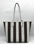 Michael Kors White & Brown Large Eliza East West Reversible Tote & Wallet