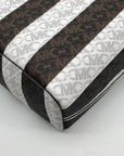 Michael Kors White & Brown Large Eliza East West Reversible Tote & Wallet