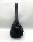 Coach Black Nylon Cargo Shoulder Bag With Interior Vintage Rose Print 3135