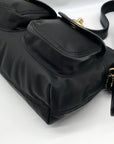 Coach Black Nylon Cargo Shoulder Bag With Interior Vintage Rose Print 3135