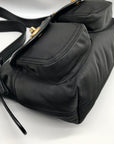 Coach Black Nylon Cargo Shoulder Bag With Interior Vintage Rose Print 3135