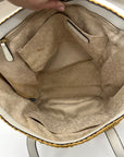 Michael Kors White Leather Woven Straw Large Naomi Tote Bag