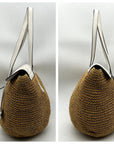 Michael Kors White Leather Woven Straw Large Naomi Tote Bag