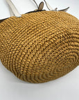 Michael Kors White Leather Woven Straw Large Naomi Tote Bag