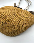 Michael Kors White Leather Woven Straw Large Naomi Tote Bag