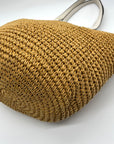 Michael Kors White Leather Woven Straw Large Naomi Tote Bag