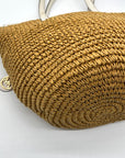 Michael Kors White Leather Woven Straw Large Naomi Tote Bag