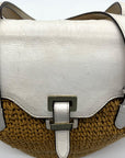 Michael Kors White Leather Woven Straw Large Naomi Tote Bag