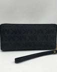 Michael Kors Black Monogram Canvas Jet Set Travel Continental Wallet