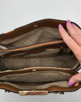 Michael Kors Acorn & Vanilla Coated Canvas Rochelle Satchel Bag