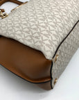 Michael Kors Acorn & Vanilla Coated Canvas Rochelle Satchel Bag