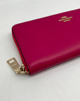 Coach Pink Leather Accordion Zip Wallet