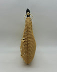 International Concepts Tan Woven Straw Studded Handbag