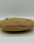 International Concepts Tan Woven Straw Studded Handbag