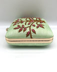 Singhvis Pink & Green Embroidered Fabric Fall Convertible Clutch