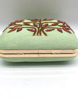 Singhvis Pink & Green Embroidered Fabric Fall Convertible Clutch