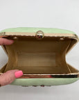Singhvis Pink & Green Embroidered Fabric Fall Convertible Clutch