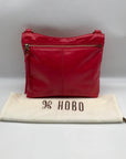 Hobo Red Genuine Leather Flat Crossbody Bag
