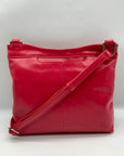 Hobo Red Genuine Leather Flat Crossbody Bag