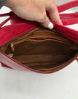 Hobo Red Genuine Leather Flat Crossbody Bag