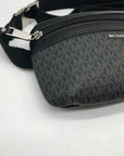 Michael Kors Black Coated Canvas & Leather Monogram Fanny Pack
