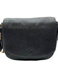 India Hicks Black Pebbled Leather Expandable Cartridge Crossbody Bag