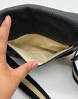 India Hicks Black Pebbled Leather Expandable Cartridge Crossbody Bag