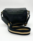 India Hicks Black Pebbled Leather Expandable Cartridge Crossbody Bag