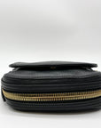 India Hicks Black Pebbled Leather Expandable Cartridge Crossbody Bag
