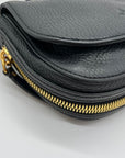 India Hicks Black Pebbled Leather Expandable Cartridge Crossbody Bag