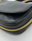 India Hicks Black Pebbled Leather Expandable Cartridge Crossbody Bag