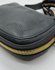 India Hicks Black Pebbled Leather Expandable Cartridge Crossbody Bag