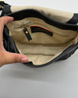 India Hicks Black Pebbled Leather Expandable Cartridge Crossbody Bag