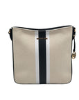 Michael Kors Beige Canvas & Leather Messenger Stripe Crossbody Bag