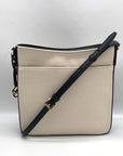 Michael Kors Beige Canvas & Leather Messenger Stripe Crossbody Bag