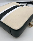 Michael Kors Beige Canvas & Leather Messenger Stripe Crossbody Bag