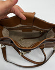 Michael Kors Brown Saffiano Leather Hamilton Satchel Bag