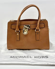 Michael Kors Brown Saffiano Leather Hamilton Satchel Bag
