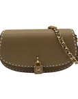 Michael Kors Camel Leather Mila Chain Sling Messenger Bag