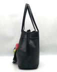 Loeffler Randall Black Leather Pom-Pom Drawstring Tote Bag