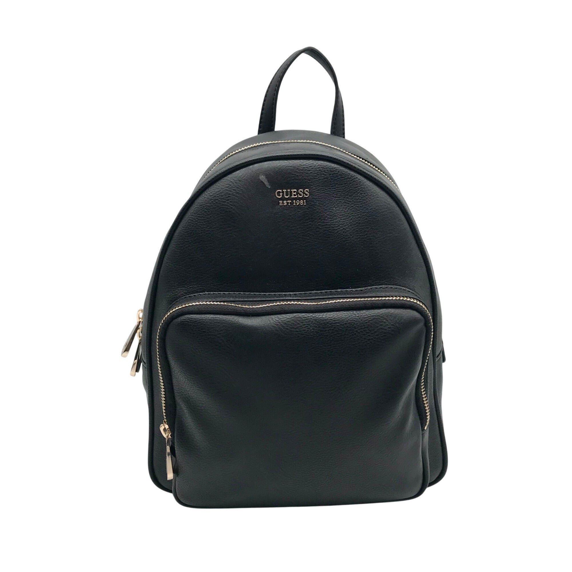 black leather guess backpack Guess Black Faux Leather Rylan Backpack – One Purse