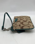 Coach Brown And Blue Monogram Wristlet