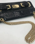 Michael Kors Black Python Leather Hamilton Flap Shoulder Bag
