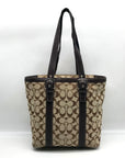 Coach Beige & Brown Canvas Hampton Tote Bag F12645
