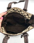 Coach Beige & Brown Canvas Hampton Tote Bag F12645