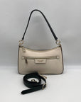 Kate Spade Beige And Brown Pebbled Leather Convertible Husdson Shoulder Bag