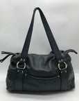 Michael Kors Black Leather Gold Accent Shoulder Bag