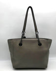 Coach Gray Pebbled Leather Turnlock Chain Tote Bag 57107